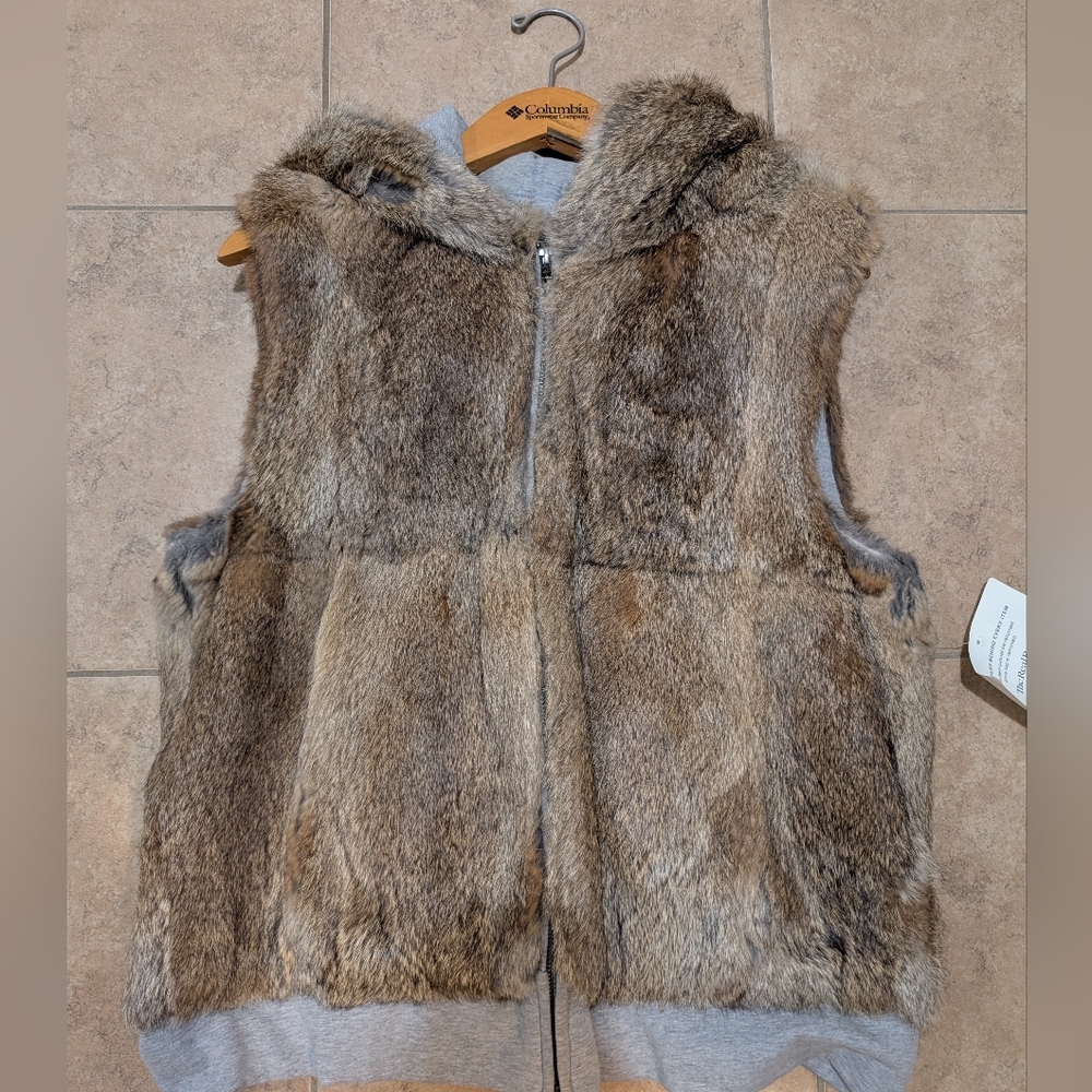 Theory Faux Fur Vest in Gray and Brown